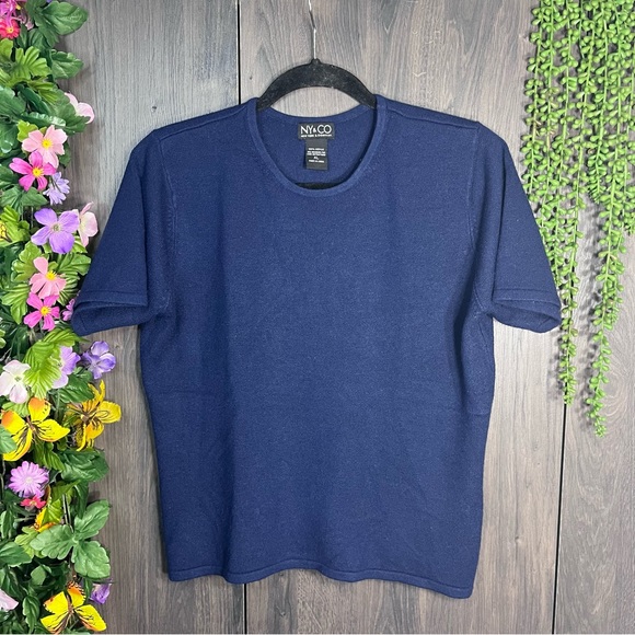 .!🌼3/$30🌼New York & Company Short Sleeve Sweater Top Size XL - Picture 4 of 14